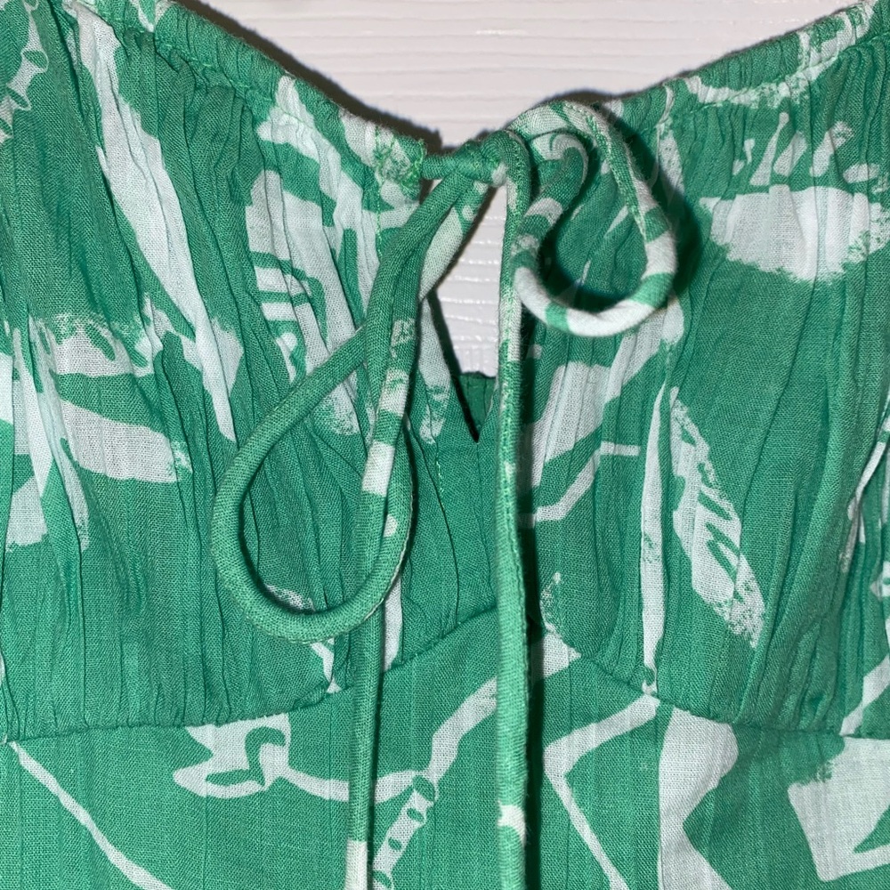 American Eagle Outfitters Spaghetti Straps Green & White Ruffle Sundress, Size M - Picture 5 of 12